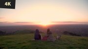 royalty free stock video 4K Sunset picnic on hill overlooking City Adelaide 1
